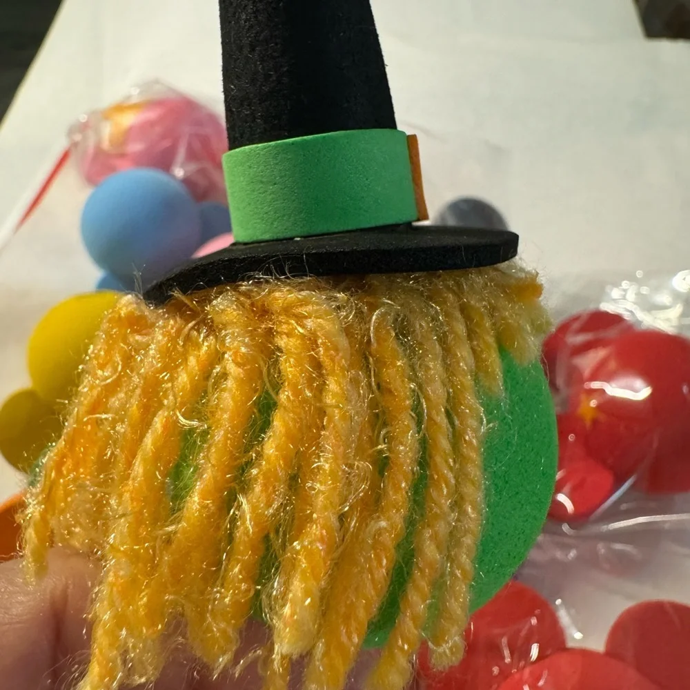 Car antenna topper Halloween witch 3.75” green face, yellow hair, black hat